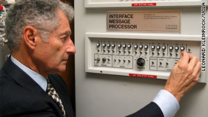 Leonard Kleinrock today, with the UCLA computer he used to send a message to a lab at Stanford University.
